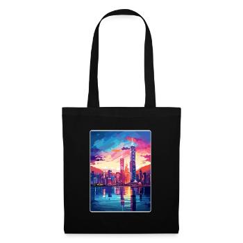 Hong Kong Chine Voyage Affiche Souvenir Peinture WPA - Sac en tissu - noir - Devant
