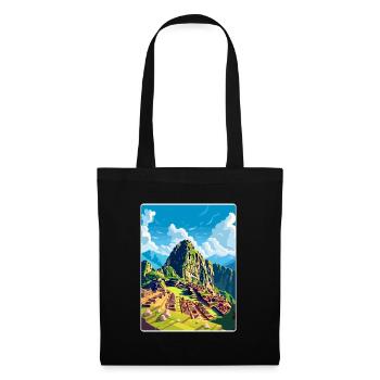 Machu Picchu Pérou Affiche de voyage Peinture Souvenir WPA - Sac en tissu - noir - Devant