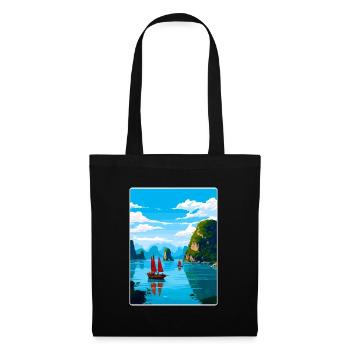 Ha Long Bay Vietnam islands Travel Poster Souvenir - Tote Bag - black - Front