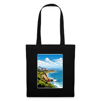 Lima Pérou Affiche de voyage Peinture de carte postale souvenir - Sac en tissu - noir - Devant