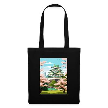 Osaka Japon Voyage Affiche Souvenir Carte Postale Peinture - Sac en tissu - noir - Devant