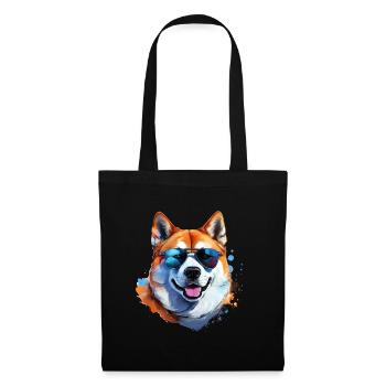 Akita Inu avec lunettes de soleil - Sac en tissu - noir - Devant