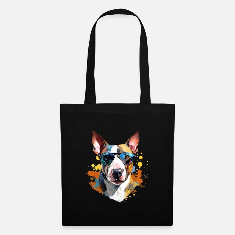 Bullterrier mit Sonnenbrille - Stoffbeutel - Schwarz
