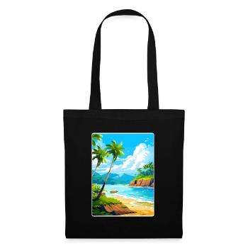 Dominican Republic Caribbean Travel Poster Card - Tote Bag - black - Front
