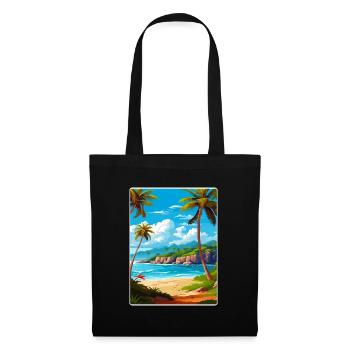 Dominican Republic Caribbean Travel Poster Card - Tote Bag - black - Front