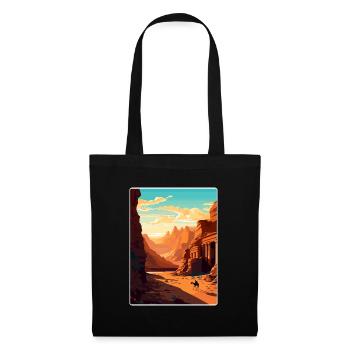 Petra Jordan Affiche de voyage Souvenir Carte Postale Peinture - Sac en tissu - noir - Devant