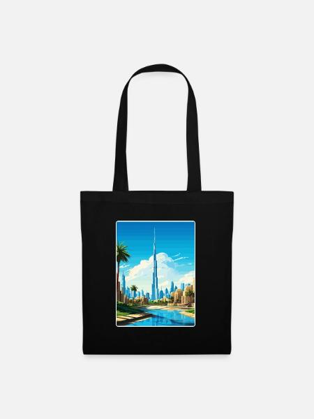 Dubai Skyline Illustration - Stoffbeutel - Schwarz