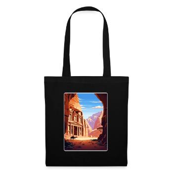 Petra Jordan Affiche de voyage Souvenir Carte Postale Peinture - Sac en tissu - noir - Devant