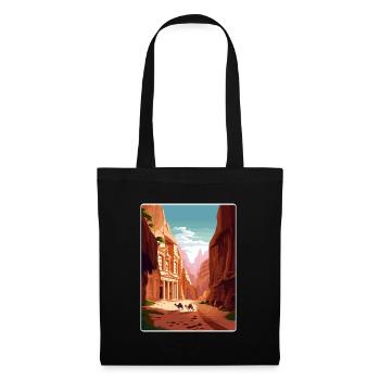 Petra Jordan Affiche de voyage Souvenir Carte Postale Peinture - Sac en tissu - noir - Devant