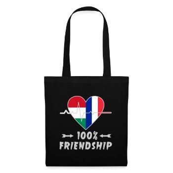 Ungarn und Frankreich 100% Freundschaft - Stoffbeutel - Schwarz - Vorne