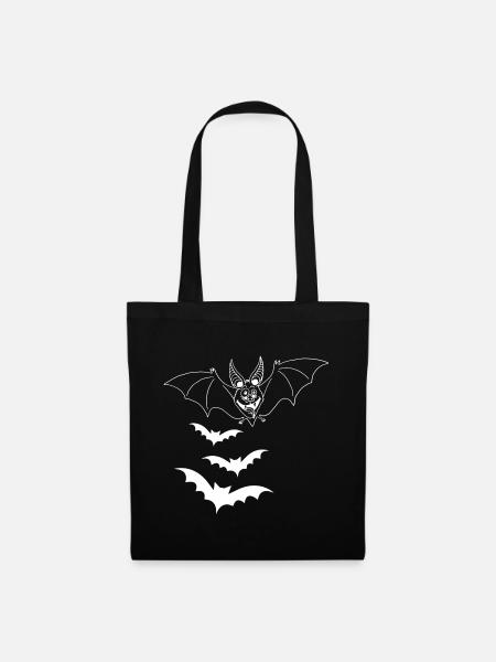 Weiße Vampirfledermaus - Stoffbeutel - Schwarz