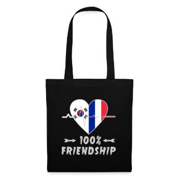 100 % amitié entre la Corée du Sud et la France - Sac en tissu - noir - Devant