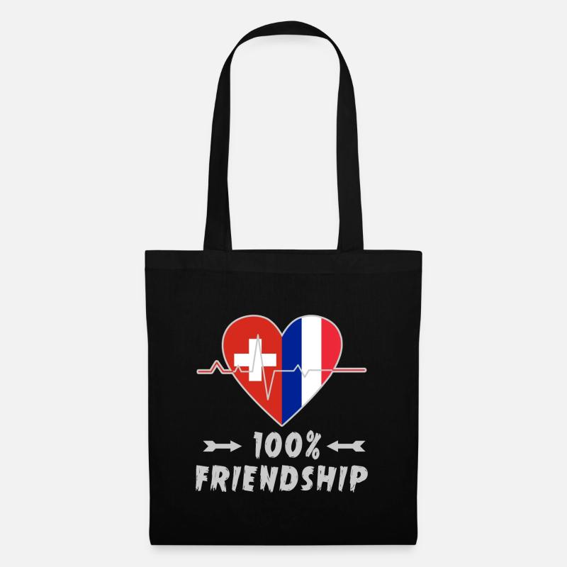 Schweiz und Frankreich 100% Freundschaft - Stoffbeutel - Schwarz