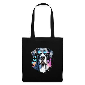 Dogue allemand avec lunettes de soleil - Sac en tissu - noir - Devant