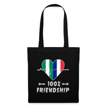 Nigeria und Frankreich 100% Freundschaft - Stoffbeutel - Schwarz - Vorne
