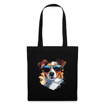 Jack Russell avec lunettes de soleil - Sac en tissu - noir - Devant