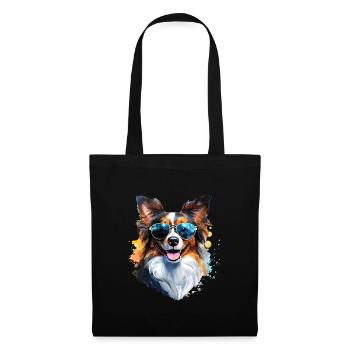 Papillon with sunglasses - Tote Bag - black - Front