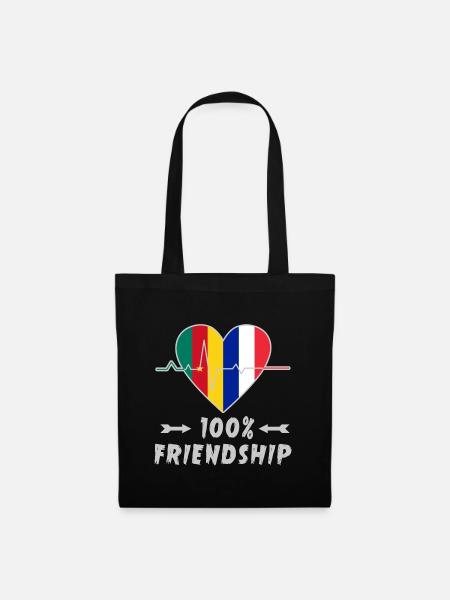 Kamerun und Frankreich 100% Freundschaft - Stoffbeutel - Schwarz