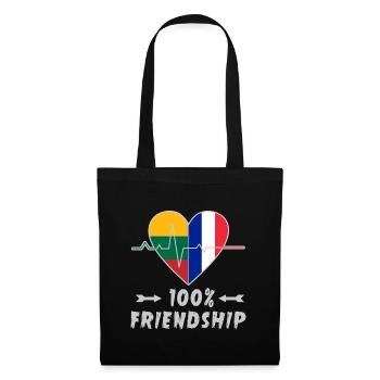 Litauen und Frankreich 100% Freundschaft - Stoffbeutel - Schwarz - Vorne