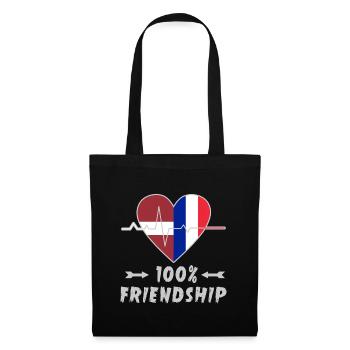 Lettland und Frankreich 100% Freundschaft - Stoffbeutel - Schwarz - Vorne