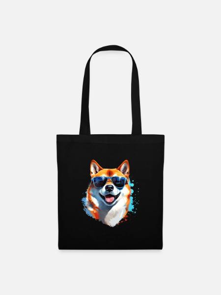 Shiba Inu mit Sonnenbrille - Stoffbeutel - Schwarz