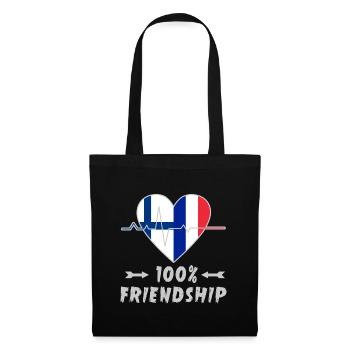 Finnland und Frankreich 100% Freundschaft - Stoffbeutel - Schwarz - Vorne