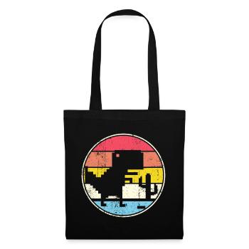 Pixel-Sonnenuntergangskreis mit Silhouette - Stoffbeutel - Schwarz - Vorne