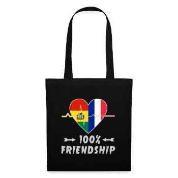 Bolivien und Frankreich 100% Freundschaft - Stoffbeutel - Schwarz - Vorne