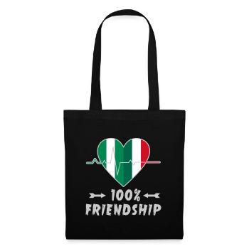 Nigeria und Italien 100% Freundschaft - Stoffbeutel - Schwarz - Vorne