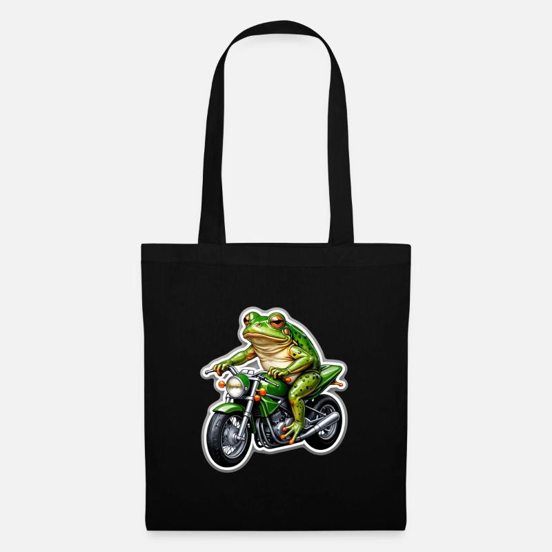 Frog on motorcycle - Tote Bag - black