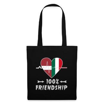 Lettland und Italien 100% Freundschaft - Stoffbeutel - Schwarz - Vorne