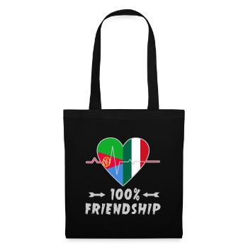 Eritrea und Italien 100% Freundschaft - Stoffbeutel - Schwarz - Vorne