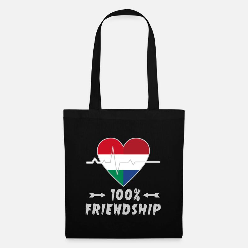 Ungarn und Niederlande 100% Freundschaft - Stoffbeutel - Schwarz