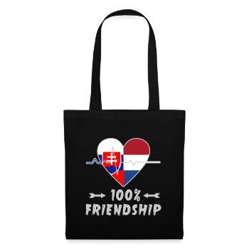 Slowakei und Niederlande 100% Freundschaft - Stoffbeutel - Schwarz - Vorne