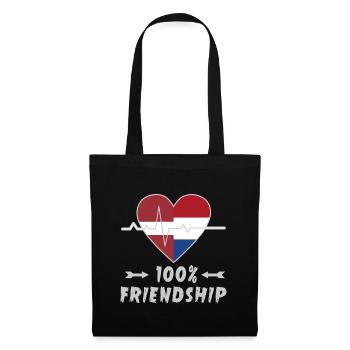 Lettland und Niederlande 100% Freundschaft - Stoffbeutel - Schwarz - Vorne