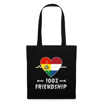 Bolivien und Niederlande 100% Freundschaft - Stoffbeutel - Schwarz - Vorne