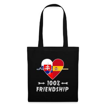 Slowakei und Spanien 100% Freundschaft - Stoffbeutel - Schwarz - Vorne