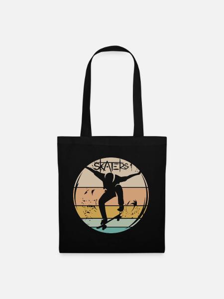 skateboard skater retro vintage logo Symbol icon - Stoffbeutel - Schwarz