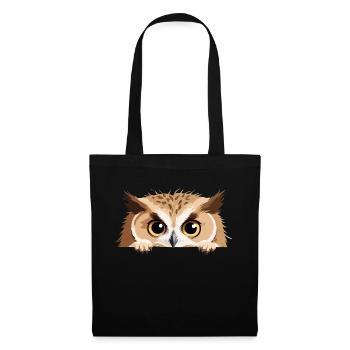hibou jeter un coup d’œil mignon adorable drôle animal dessin animé - Sac en tissu - noir - Devant