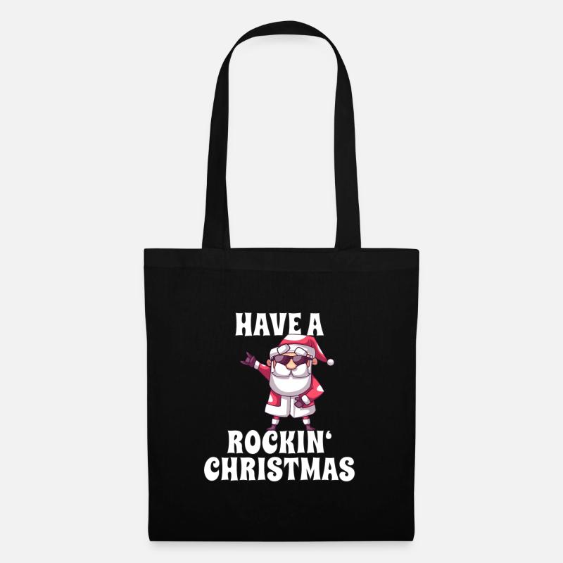 Rockiger Weihnachtsmann - Stoffbeutel - Schwarz