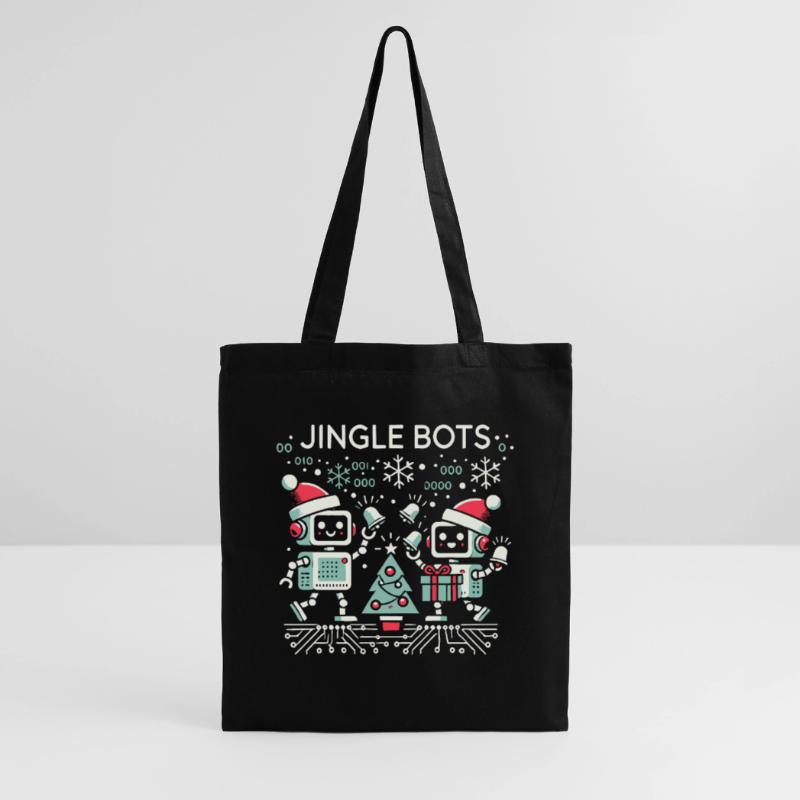 Jingle Bots - Christmas Robots with Binary Code Tote Bag
