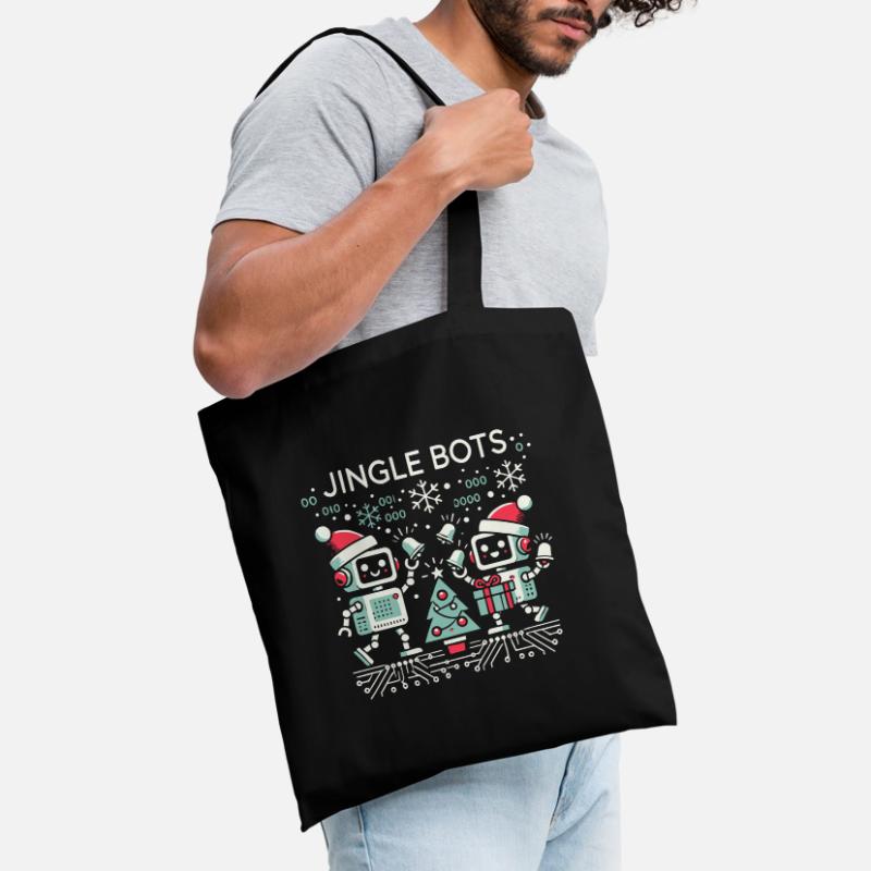 Jingle Bots - Christmas Robots with Binary Code Tote Bag