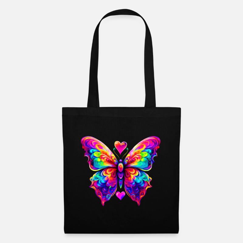 Colorful Psychedelic Butterfly - Tote Bag - black