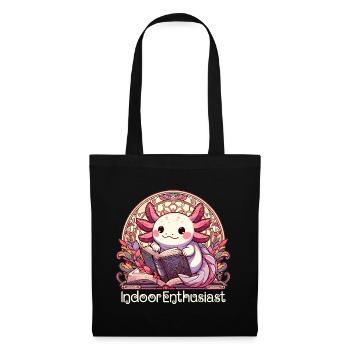 Axolotl Drinnen Enthusiast Buch Bücher Geschenk - Stoffbeutel - Schwarz - Vorne