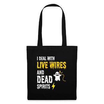 électricien Halloween humour fils en direct fantôme mort - Sac en tissu - noir - Devant