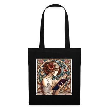 Art Nouveau Woman Book Books Reading Gift - Tote Bag - black - Front