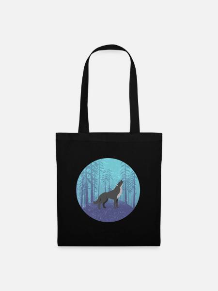 Wolf in the Moon Forest - Tote Bag - black