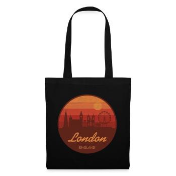 Londons Skyline im Retro Sonnenuntergang - Stoffbeutel - Schwarz - Vorne