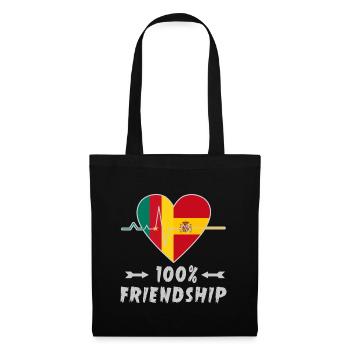 Kamerun und Spanien 100% Freundschaft - Stoffbeutel - Schwarz - Vorne