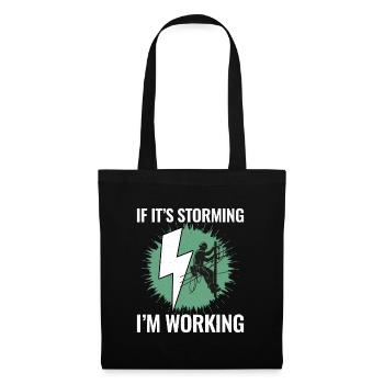 Lineman Storm Work Brave Dedicated Hero - Tote Bag - black - Front